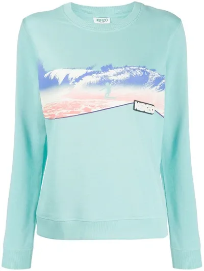 Kenzo Surfer Print Sweatshirt In Blue