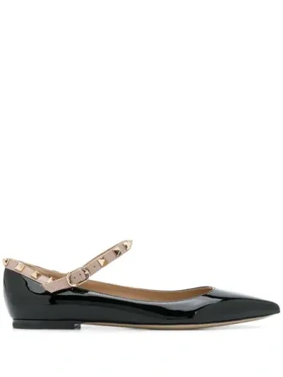 Valentino Garavani Rockstud Ballerina Shoes In Black