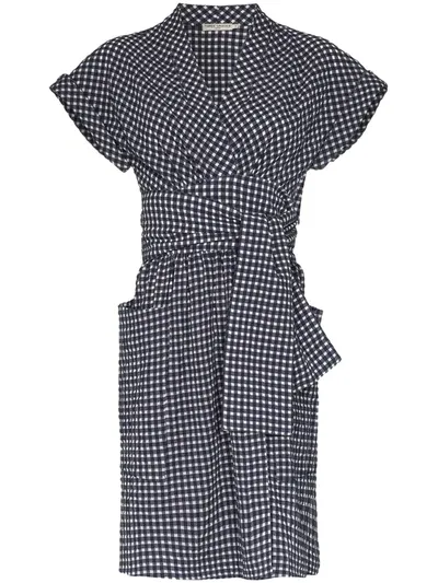 Three Graces Aurora Gingham Print Dress In Blue