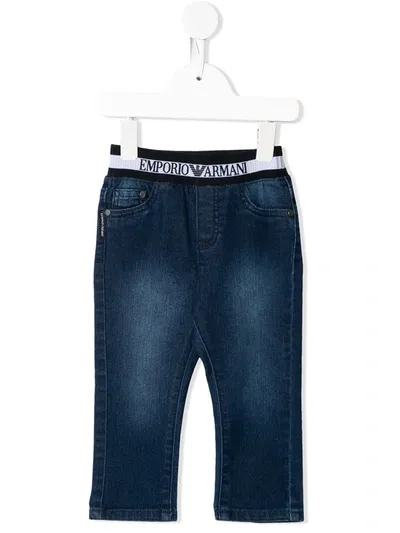 Emporio Armani Babies' Logo-embroidered Straight Jeans In Blue