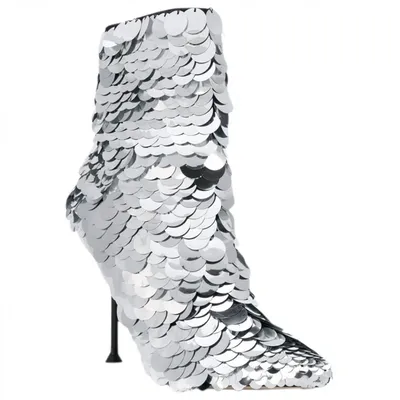 Pre-owned Sergio Rossi Glitter Ankle Boots In Silver