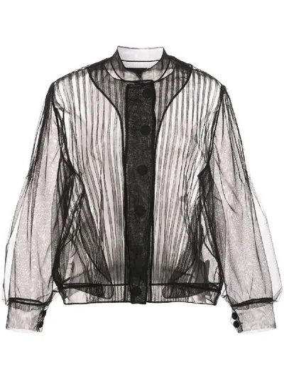 Simone Rocha Pleated Bomber Blouse In Black