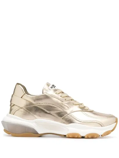 Valentino Garavani Bounce Low-top Sneakers In Gold