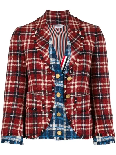 Thom Browne Rwb Tartan Cardigan Jacket In Multi