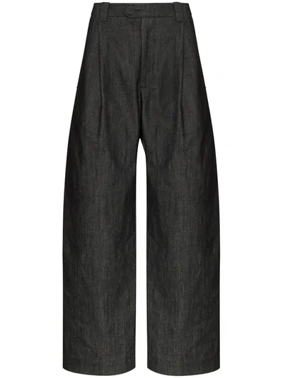 Vaquera Wide Leg Denim Trousers In Grey