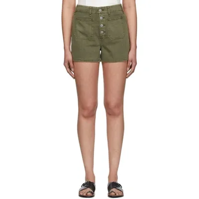 Rag & Bone Rag And Bone Green Military Super High-rise Shorts In Dusty Olive