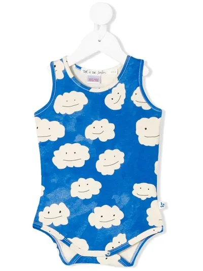 Noe & Zoe Babies' Cloud Print Sleeveless Body In Blue