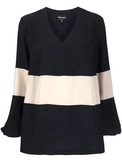 Giorgio Armani Colour-block Blouse In Blue