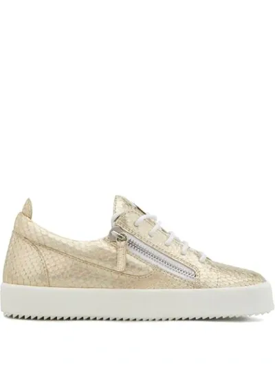 Giuseppe Zanotti Gail Embossed Low-top Sneakers In Gold