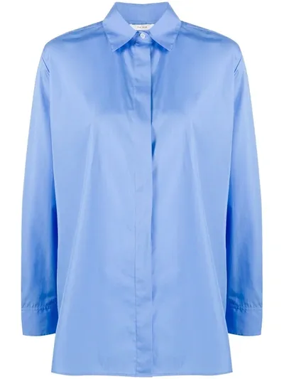 The Row Big Sisea Button-front Long-sleeve Cotton Oxford Shirt In Blue