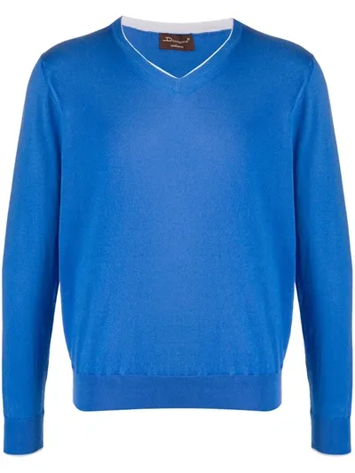 Doriani Cashmere V-neck Sweater In Blue