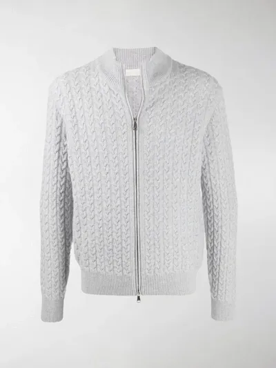 Brett Johnson Zipped Cable Knit Sweatshirt In Grey