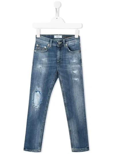 Dondup Kids' Distressed Slim-fit Jeans In Blue