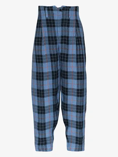 Nicholas Daley Irish Check High Waist Trousers In Blue