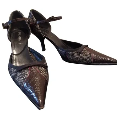 Pre-owned Prada Mary Jane Tweed Heels In Multicolour