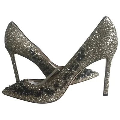 Pre-owned Jimmy Choo Romy Glitter Heels In Gold