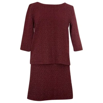 Pre-owned Ganni Mid-length Dress In Burgundy