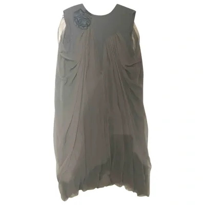 Pre-owned Lanvin Silk Mid-length Dress In Grey