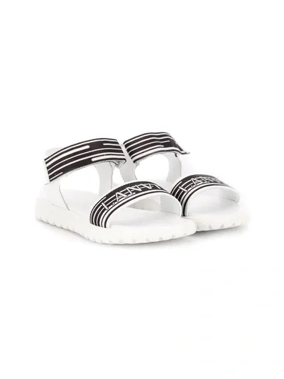 Lanvin Enfant Kids' Logo Touch-strap Sandals In White