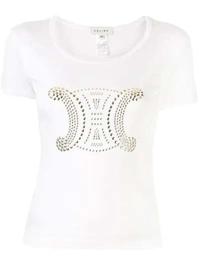 Pre-owned Celine Embossed Monogram T-shirt In White