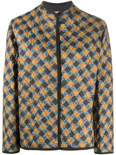 Pre-owned Saint Laurent Geometric Pattern Quilted Jacket In Yellow