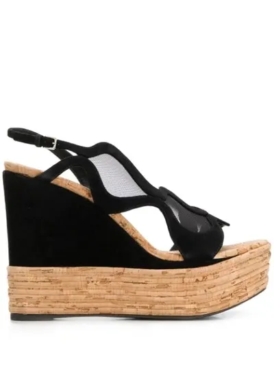 Sergio Rossi Tribal Platform Sandals In Black