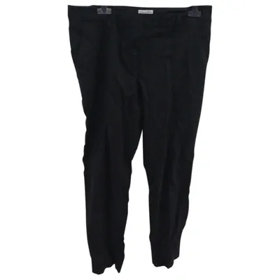 Pre-owned Oscar De La Renta Wool Straight Pants In Black