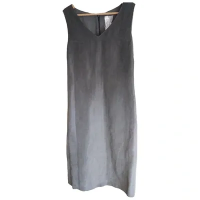 Pre-owned Max Mara Silk Mid-length Dress In Grey