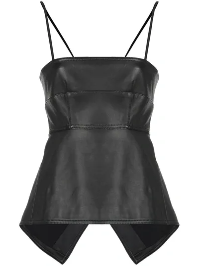 Proenza Schouler White Label Open-back Paneled Leather Top In Black