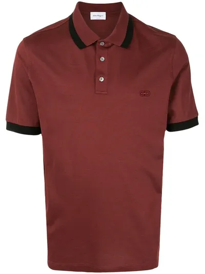 Ferragamo Embroidered Gancini Polo Shirt In Red