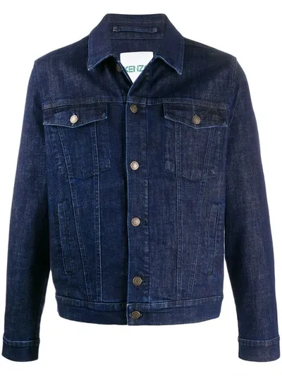 Kenzo Embroidered Denim Jacket In Navy Blue