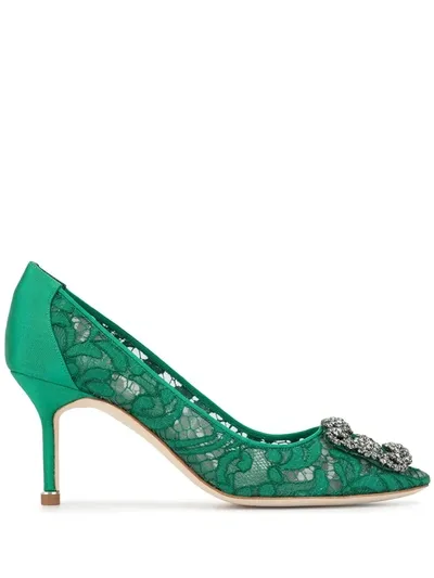 Manolo Blahnik Hangisi 70mm Pumps In Green