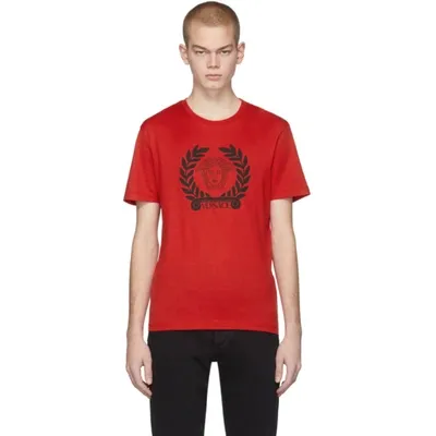 Versace Medusa Head Printed T-shirt In Rosso