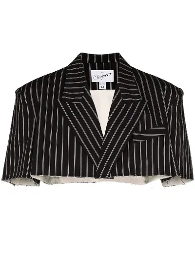 Vaquera Cropped Pinstriped Blazer In Black