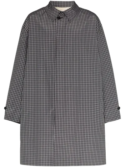 Raf Simons Check Print Car Coat In Black