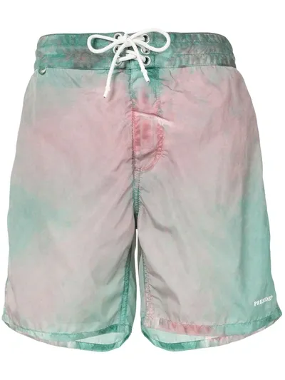 President's Retro Marbled Swim Trunks In Agua Rose