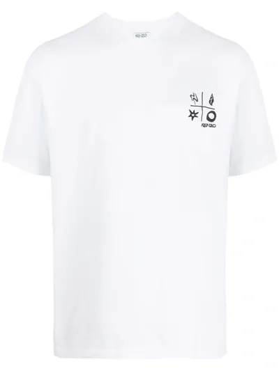 Kenzo Compass Embroidered T-shirt In White