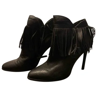 Pre-owned Lella Baldi Leather Ankle Boots In Black