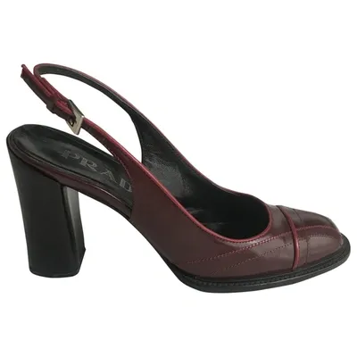 Pre-owned Prada Leather Heels In Burgundy