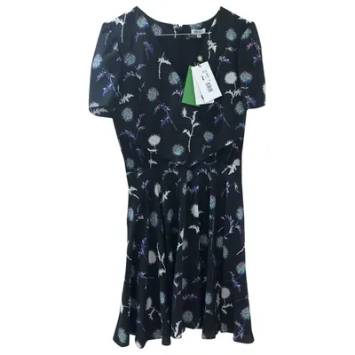 Pre-owned Kenzo Silk Mini Dress In Navy