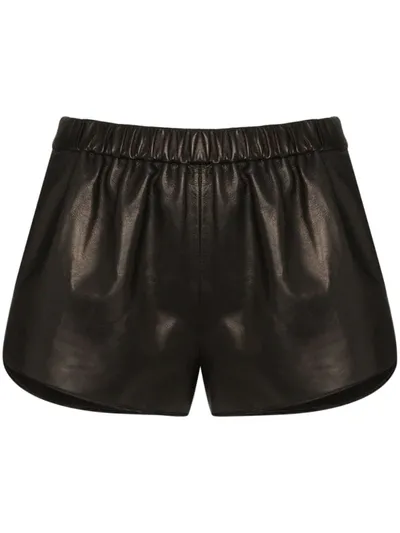 Tom Ford Short Elasticated Leather Shorts In Black