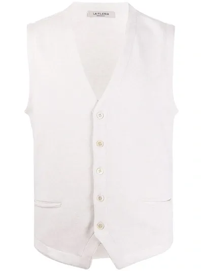 Fileria V-neck Buttoned Waistcoat In Neutrals