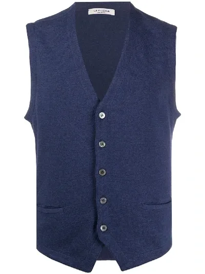 Fileria V-neck Buttoned Waistcoat In Blue