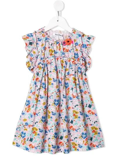 Familiar Kids' Floral-print Midi Dress In Pink