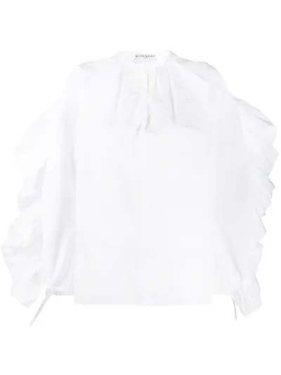 Givenchy Side Ruffled Detail Blouse In White