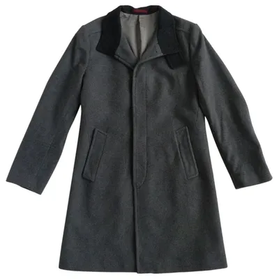 Pre-owned Kenzo Wool Coat In Grey