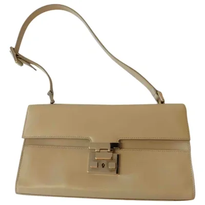 Pre-owned Gucci Leather Handbag In Beige