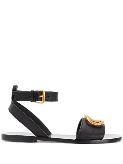 Valentino Garavani Vlogo Plaque Sandals In Black