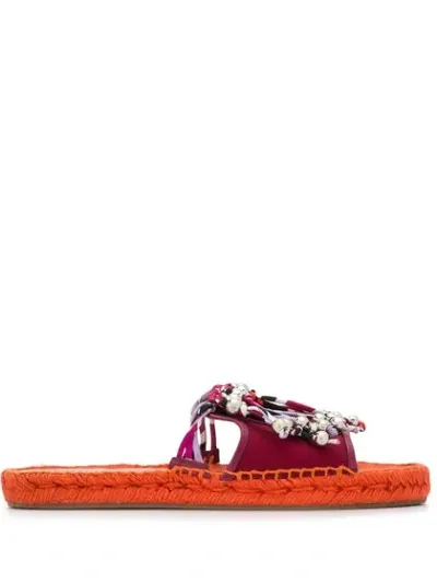 Emilio Pucci Printed Fringe Sandals In Orange