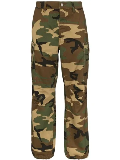 Purple Brand Camouflage Print Multi-pocket Trousers In Brown